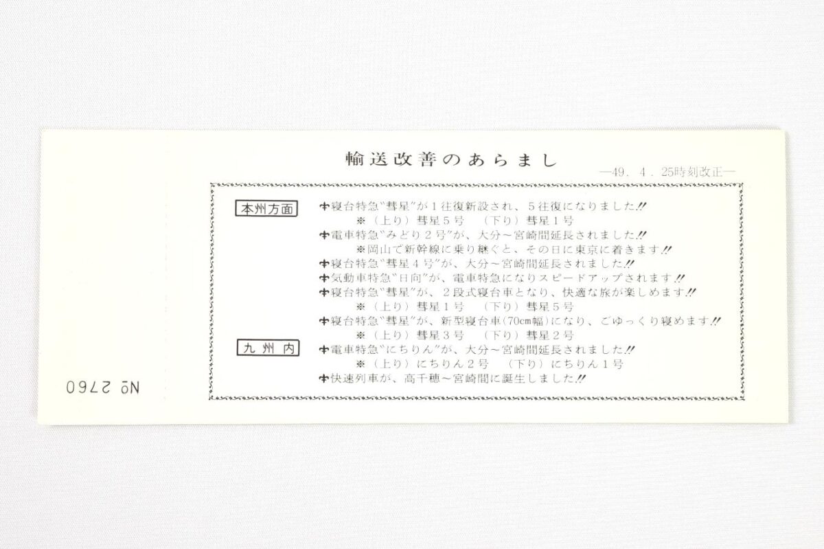入場券の裏面。